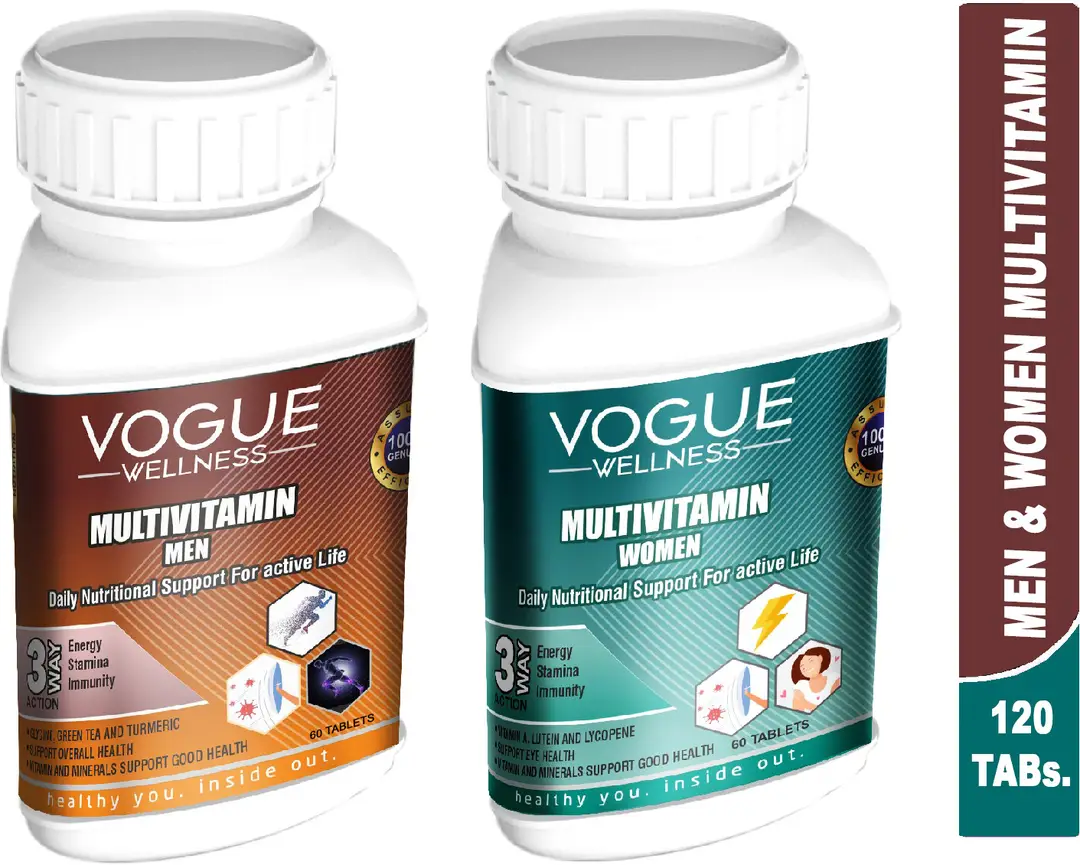 Vogue Wellness Multivitamin Tablets for Men and Women (Combo) - Multivitamin Men(60 Tablets) & Multivitamin Women(60 Tablets )