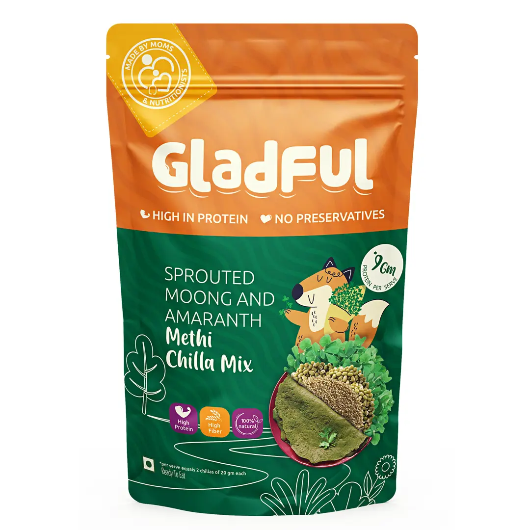 GladFul -  Sprouted Lentils And Millets Instant Chilla – Dosa Mix - Methi (200 gm)