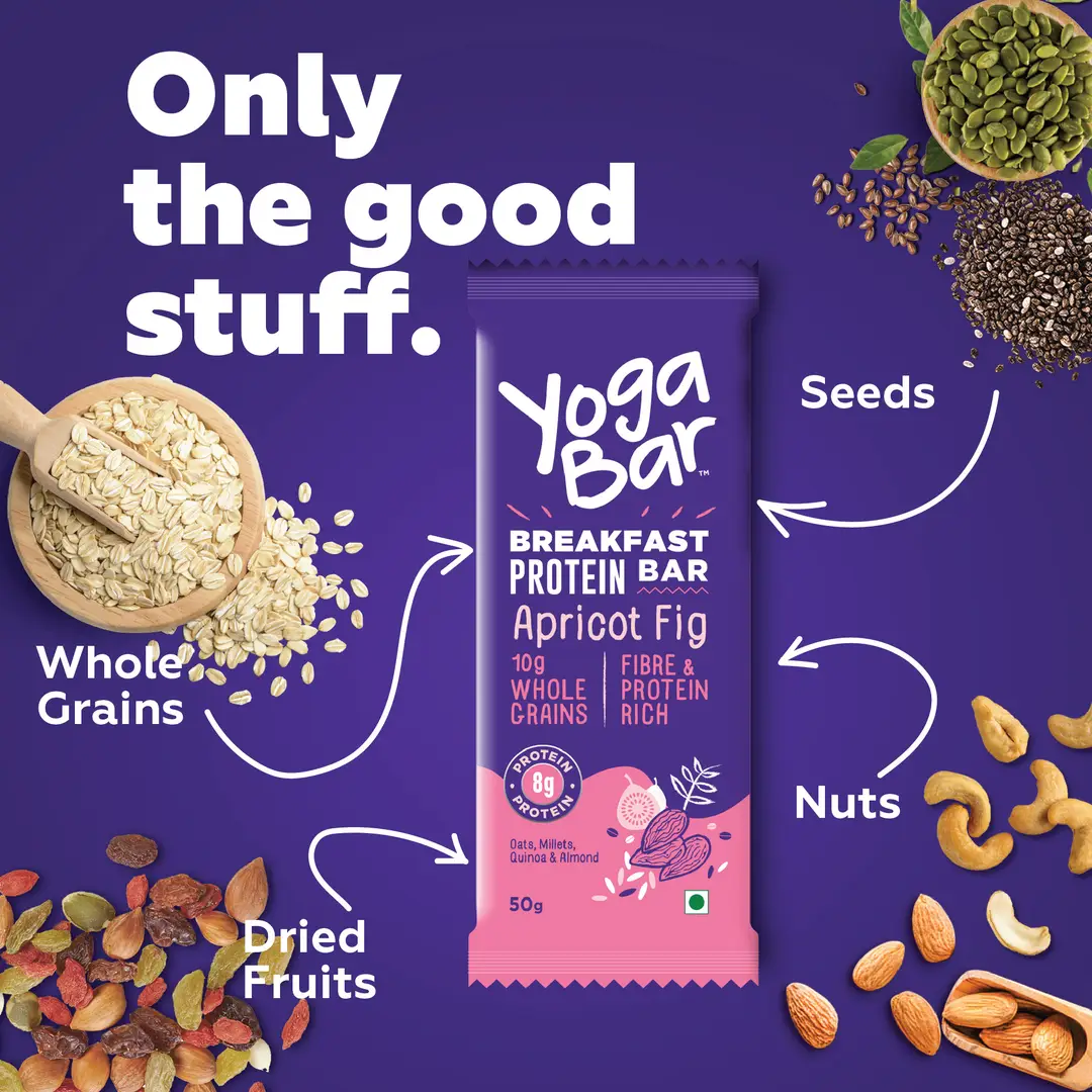 Buy Yogabar Apricot Fig Breakfast Bars Pack of 6 (300 gm) Online in India