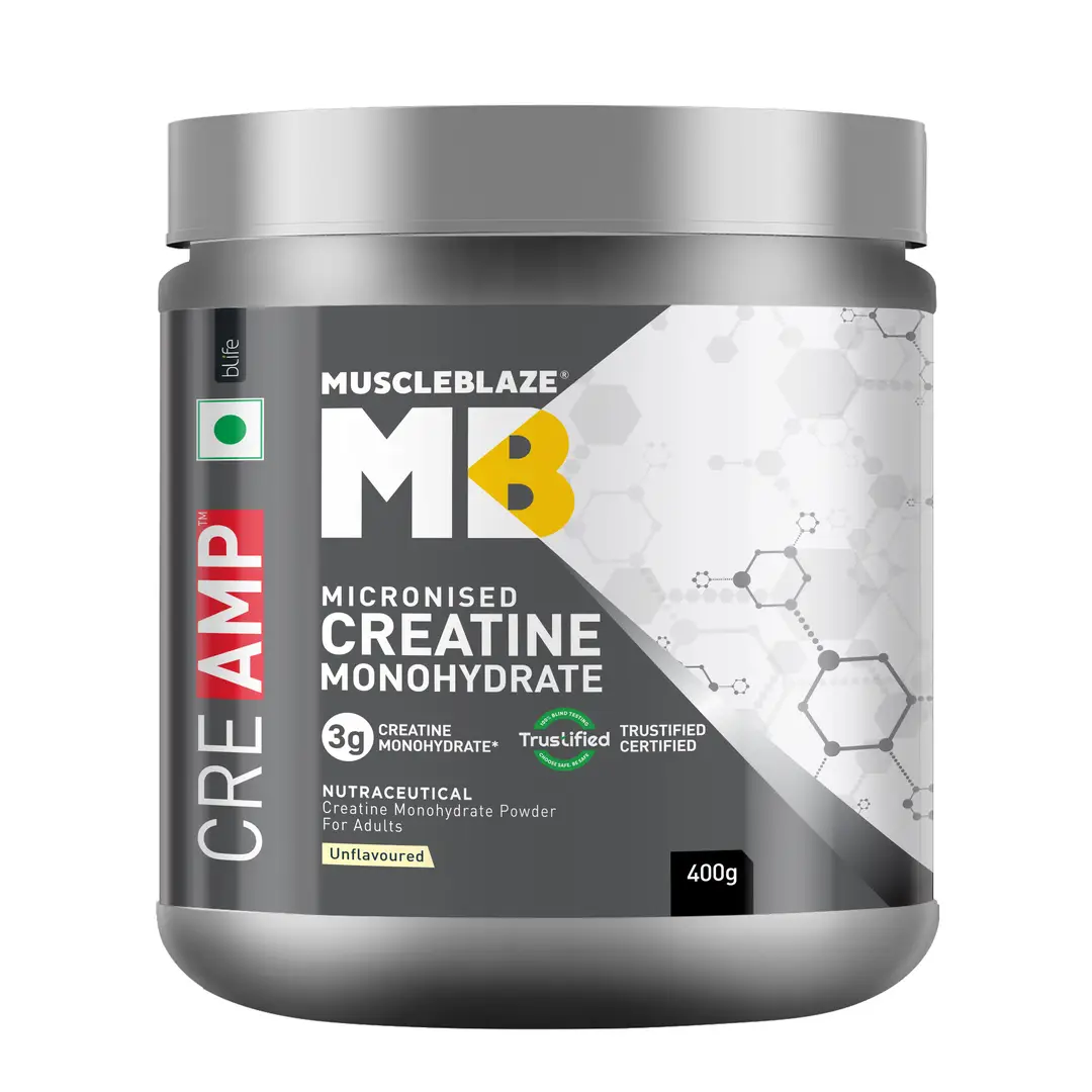 MuscleBlaze Creatine Monohydrate CreAMP Powder for Quick Muscle Recovery - Unflavoured,400 gm