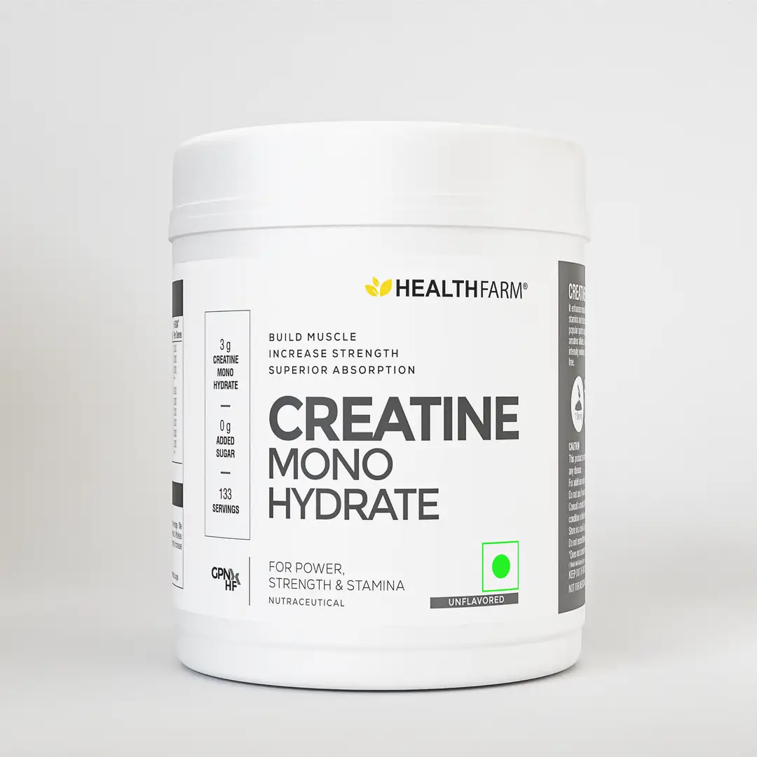 Healthfarm Muscle Creatine Monohydrate for Strength and Endurance - Unflavoured,400 gm