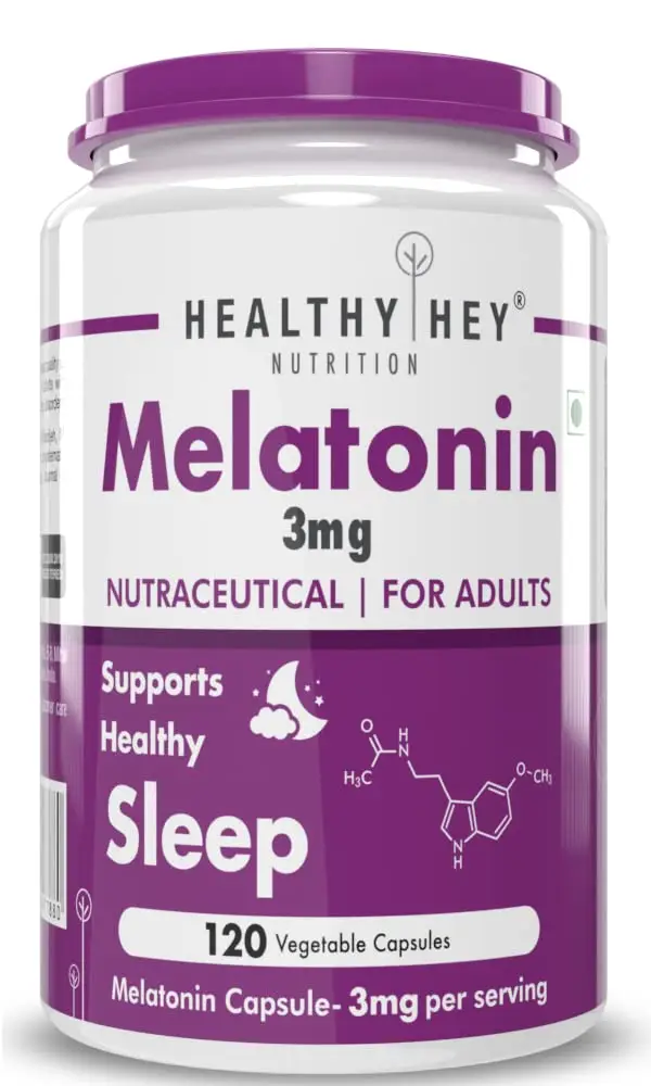 HealthyHey - Nutrition Sleep Aid Melatonin - Promotes Sleep and Relaxation - 120 Capsules - Pack of 1 (120 Capsules)