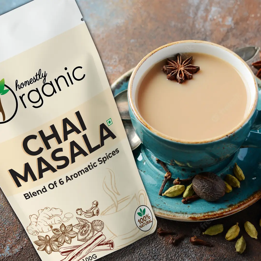 Honestly Organic - Chai Masala - with Black Pepper, Star Anise - for Overall Wellbeing - 100 gm