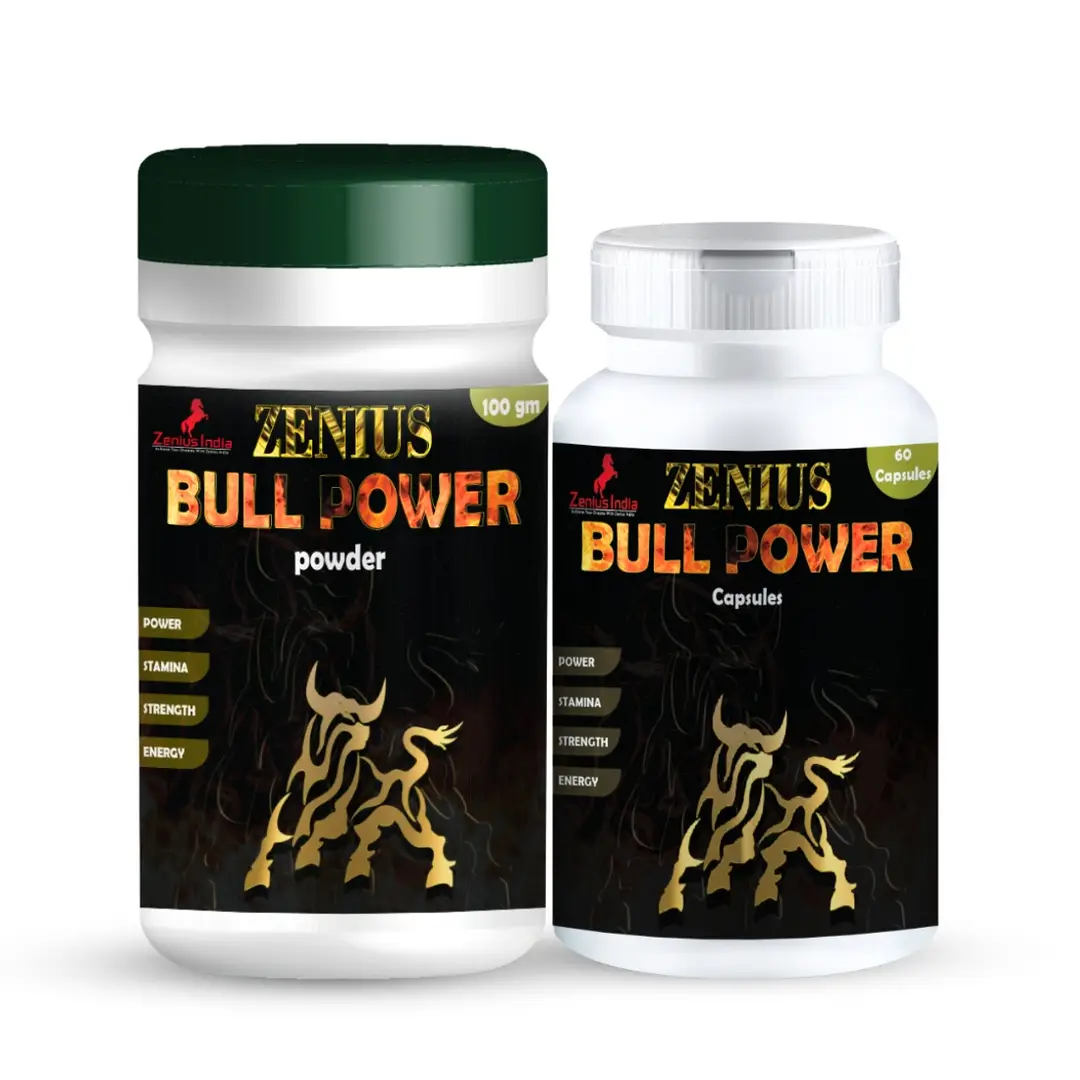 Zenius Bull Power Powder (100g) and Bull Power (60 Capsules) for Male Sexual Health - (Combo Pack)