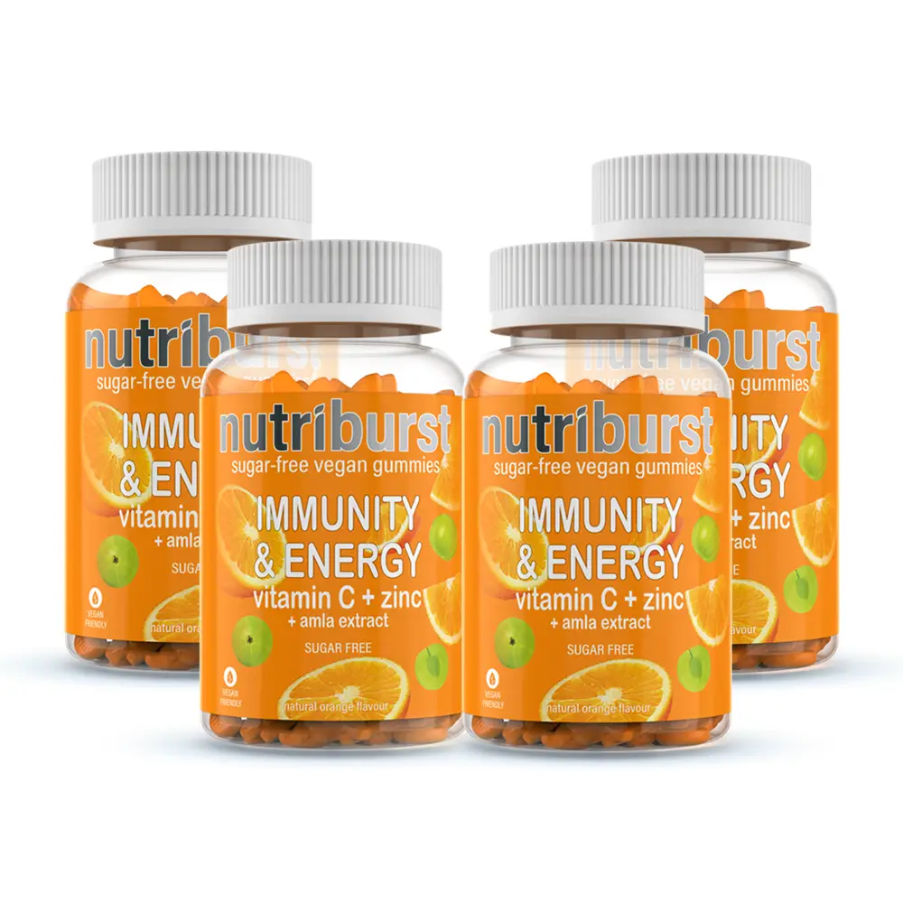 Nutriburst Immunity Booster with Vitamin C, Zinc and Amla extract for Immunity Enhancement - Pack of 4(240 Gummies)