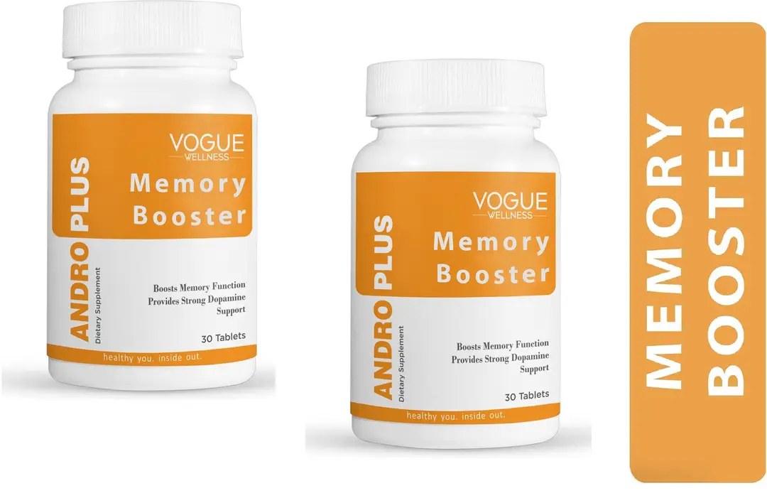 Vogue Wellness Andro Plus with Mucuna Dopamine Extract for Brain Booster, Memory and Focus - Pack of 2 (60 Tablets)