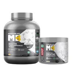 MuscleBlaze Biozyme Performance Whey Protein (Magical Mango,4.4 lb) and Creatine Monohydrate CreAMP™ (Unflavoured,100g) - Combo