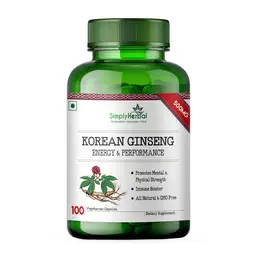 Simply Herbal Natural Korean Red Ginseng 500mg for Men Women - Support Healthy Immune System, Heart, Promote Endurance, Performance, Fatigue, Energy & Focus- 100 Capsules icon