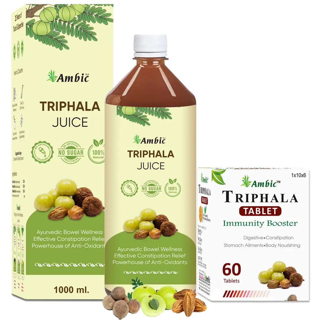 Ambic Wellness Triphala Juice (1L ) and Triphala 60 (Tablets) - (Combo Pack)