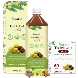 Ambic Ayurveda Triphala Juice -1L with Constipation Relief Triphala 60 Tablets For Digestive Health Gastric Troubles icon