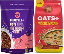 Yogabar - High Protein Dark Chocolate Oatmeal 400g - Veggies Masala Oats 400g Combo icon