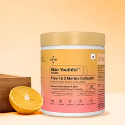 Setu Skin: Youthful Collagen Powder | Hydrolysed Marine Collagen Peptides with N-Acetylglucosamine, Vit C, Zinc and Biotin | Improves Skin Hydration, Elasticity & Texture - Peach Mango Flavour icon