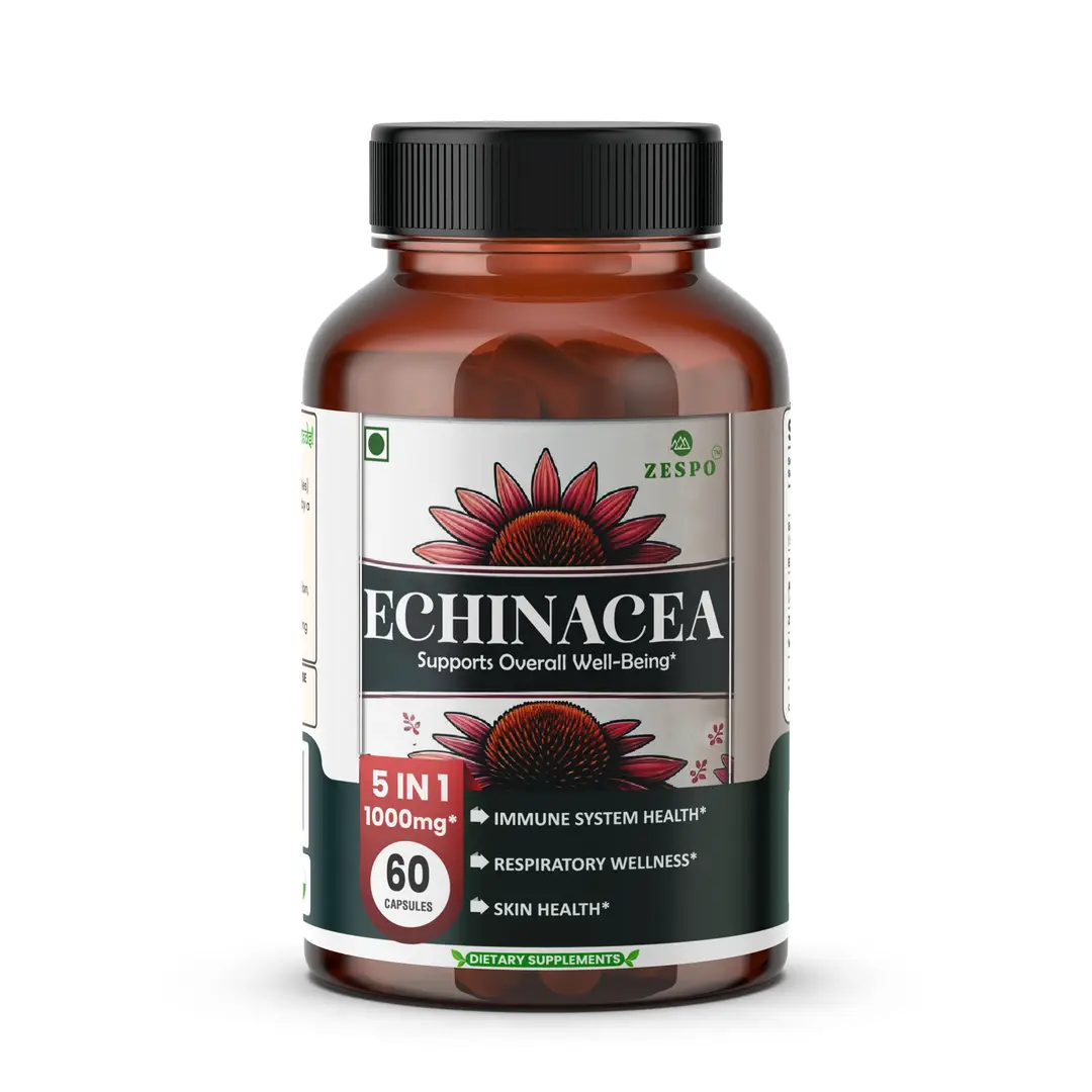 Zespo Echinacea with Zinc, Vitamin C for Respiratory and Skin Health - Pack of 1(60 Capsules)
