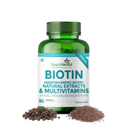 Simply Herbal Natural Biotin Vitamin B7 Capsules for Hair & Skin Enriched With Keratin + Amino Acid For Men & Women  - 90 Capsules icon