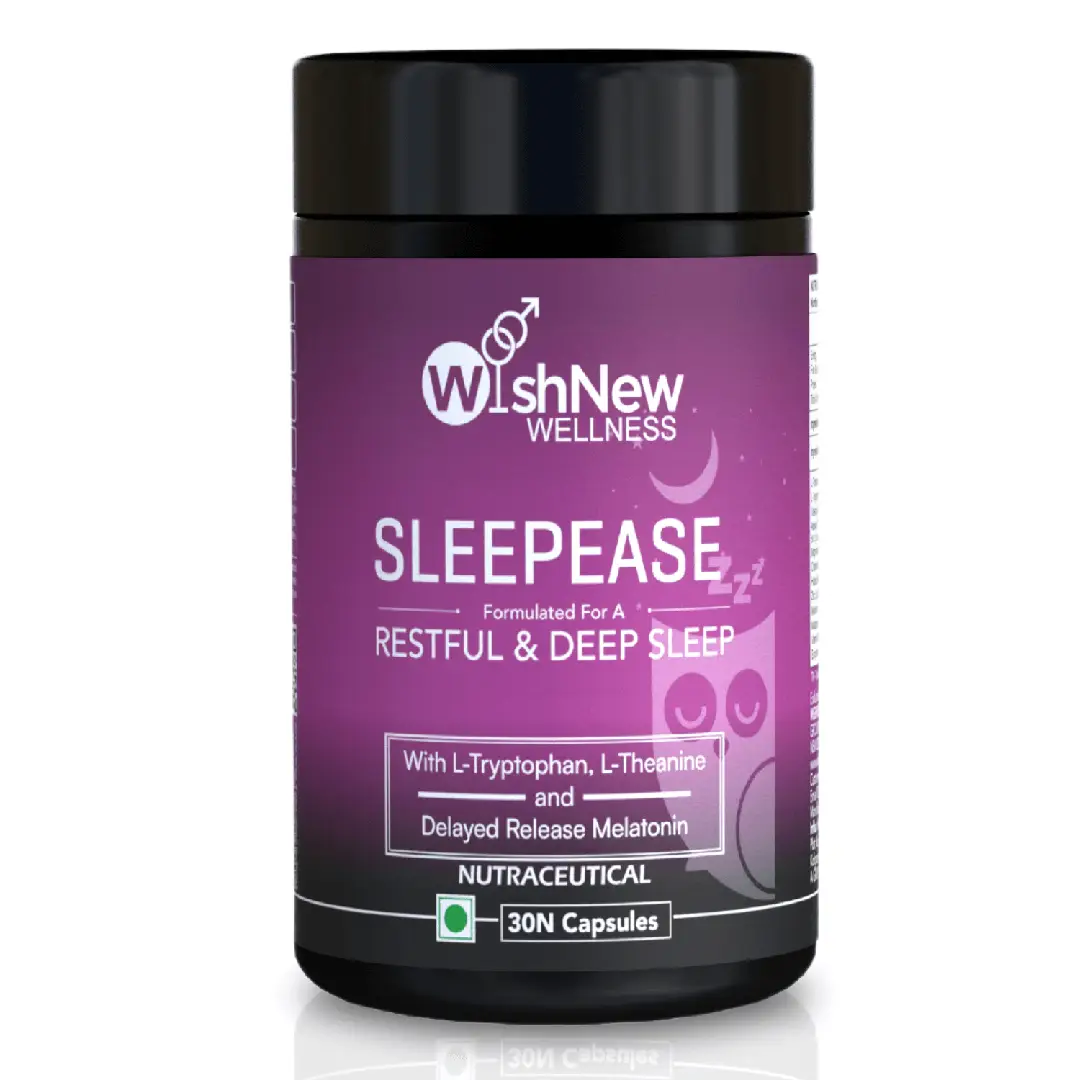 Wishnew Wellness Sleepease with Melatonin for Restful and Deep Sleep - Pack of 1(30 Capsules)