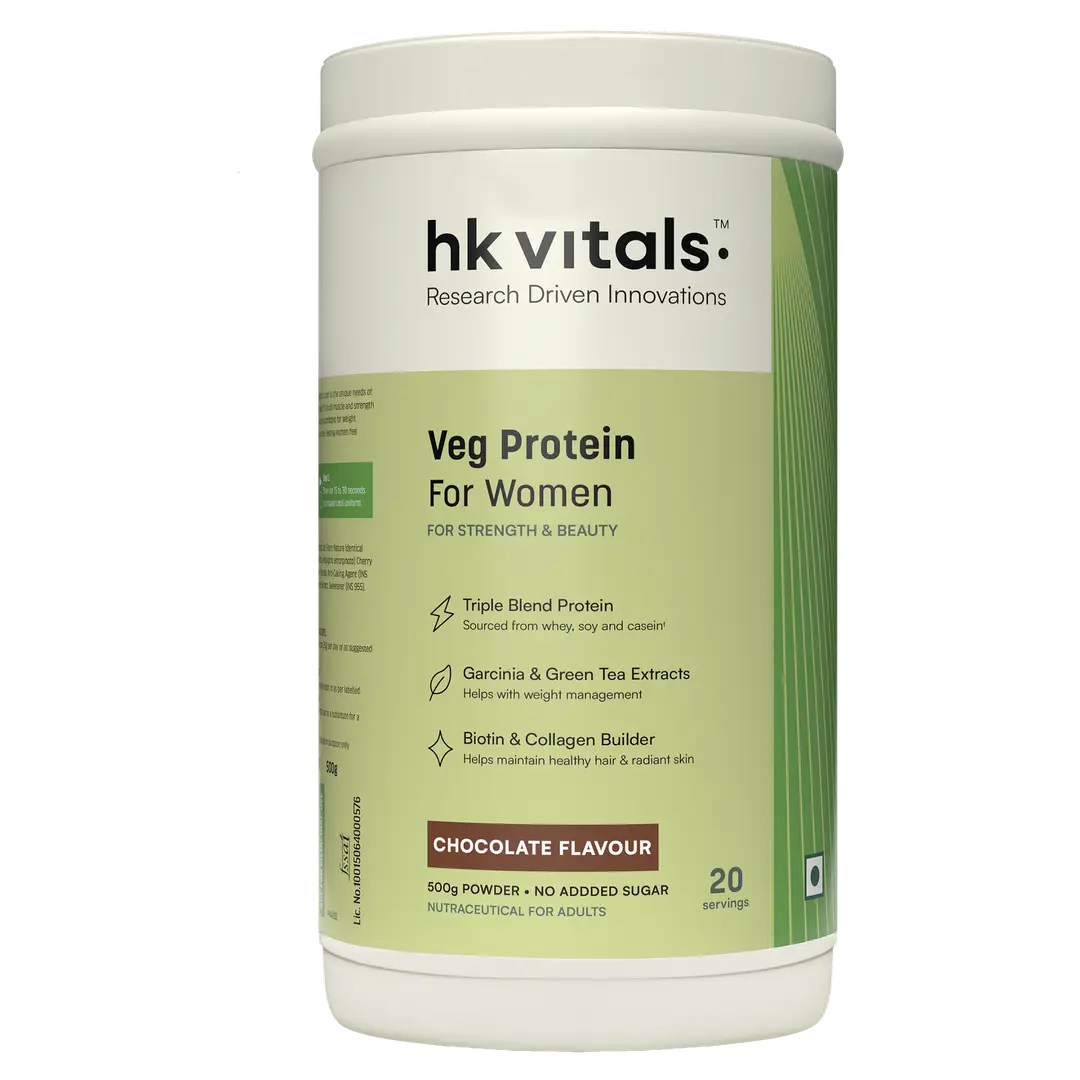 HealthKart - HK Vitals ProteinUp Women, Vegetarian Protein with Soy, Whey, Vitamin C, Biotin, Garcinia & Green Tea, for Strength & Beauty - Chocolate,500 gm
