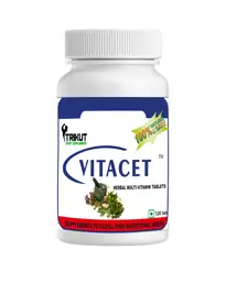 Trikut Nutrition  Vitacet - Vegan Multi Vitamin Organic Multivitamin tablets for Women and Men with Alkalizing Blend, Fibre Blend & Detox Blend maintains healthy Digestive Balance (120 tablets) icon
