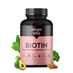 Zingavita -  Plant Based High Potency Biotin - For Hair Growth, Glowing Skin & Strong Nails - 60 Veg Tablets icon