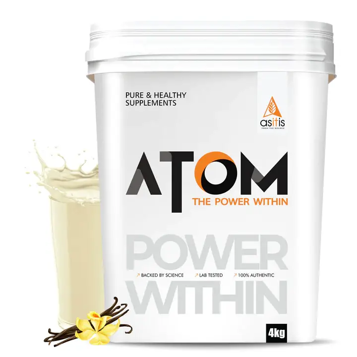 AS-IT-IS ATOM Whey Protein with Digestive Enzymes for Building Strength And Endurance - French Vanilla (4000 gm)