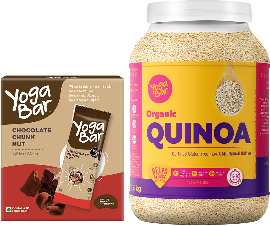 Yogabar - Chocolate Chunk Energy Bar (Pack Of 6) - Organic Quinoa 1.5kg - Combo pack (Energy Bar & Organic Quinoa )