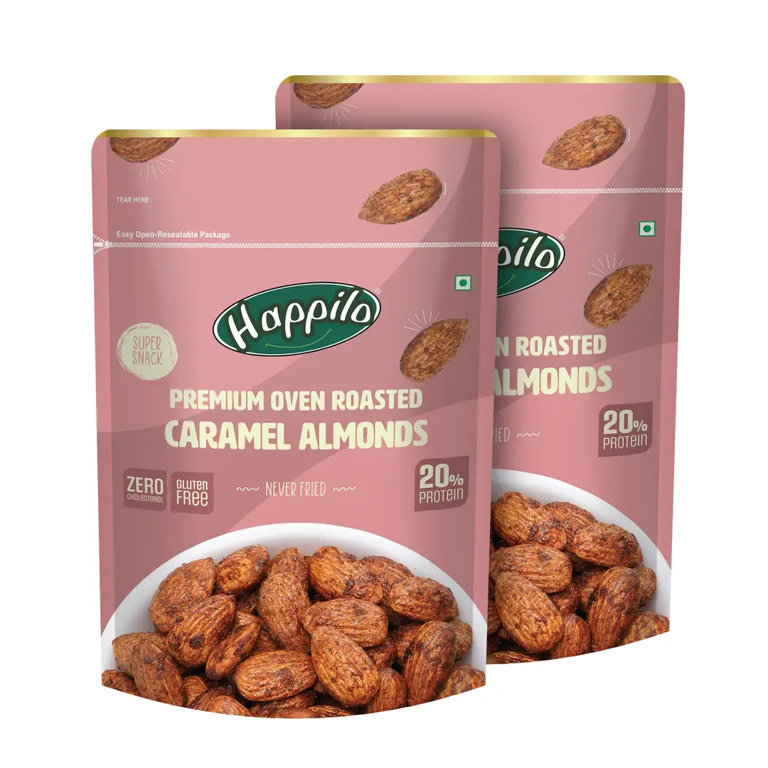 Happilo Premium Oven Roasted Californian Almonds - Caramel Almonds (160 gm)