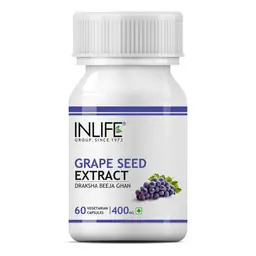 INLIFE - Grape Seed Extract (Proanthocyanidins > 95%) Antioxidant, 400 mg - 60 Vegetarian Capsules icon
