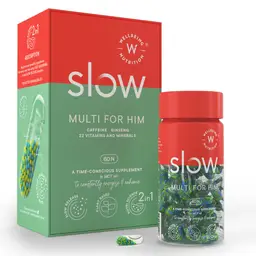 Wellbeing Nutrition - Slow - Multivitamin for Him 18+ - with 22 Essential Vitamins & Minerals, Caffeine and Ginseng - for Energy, Stamina, Immunity and Vitality icon
