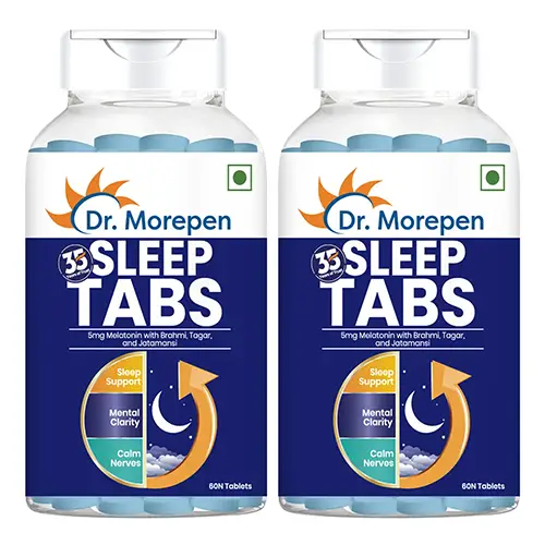 Dr. Morepen Sleep Tabs Melatonin 3mg for Stress Sleep and Calmness - Pack of 2 (120 count)