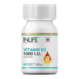 INLIFE - Vitamin D3 Cholecalciferol Supplement for Men Women 1000 IU - 60 Liquid Filled Capsules icon
