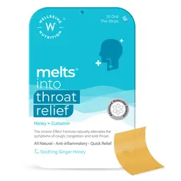 Wellbeing Nutrition - Melts® Throat Relief - with Tulsi, Manuka Honey, Clove, Licorice - for Cough ,Sore Throat Relief, Pain Relief icon