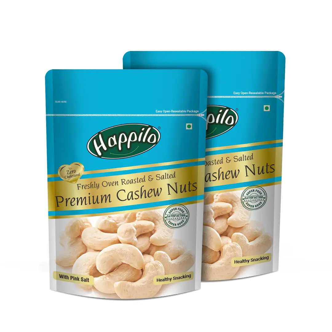 Happilo Premium Cashews Roasted & Salted - Pack of 2 (400 gm)
