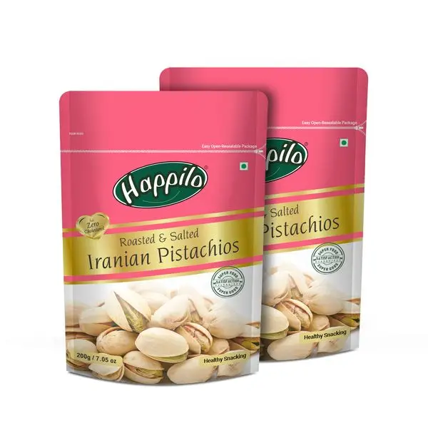Happilo Premium Iranian Roasted & Salted Pistachios - Pack of 2 (400 gm)