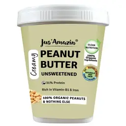 Jus Amazin - Creamy Organic Peanut Butter Unsweetened - with Roasted Peanuts - for Lowering Blood Sugar and Cholesterol levels icon