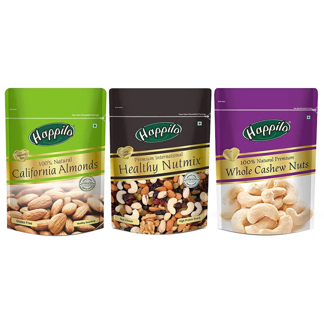 Happilo Premium Healthy (Californian Almonds, Whole Cashews, Healthy Nutmix) Combo - Combo Pack (280 gm)