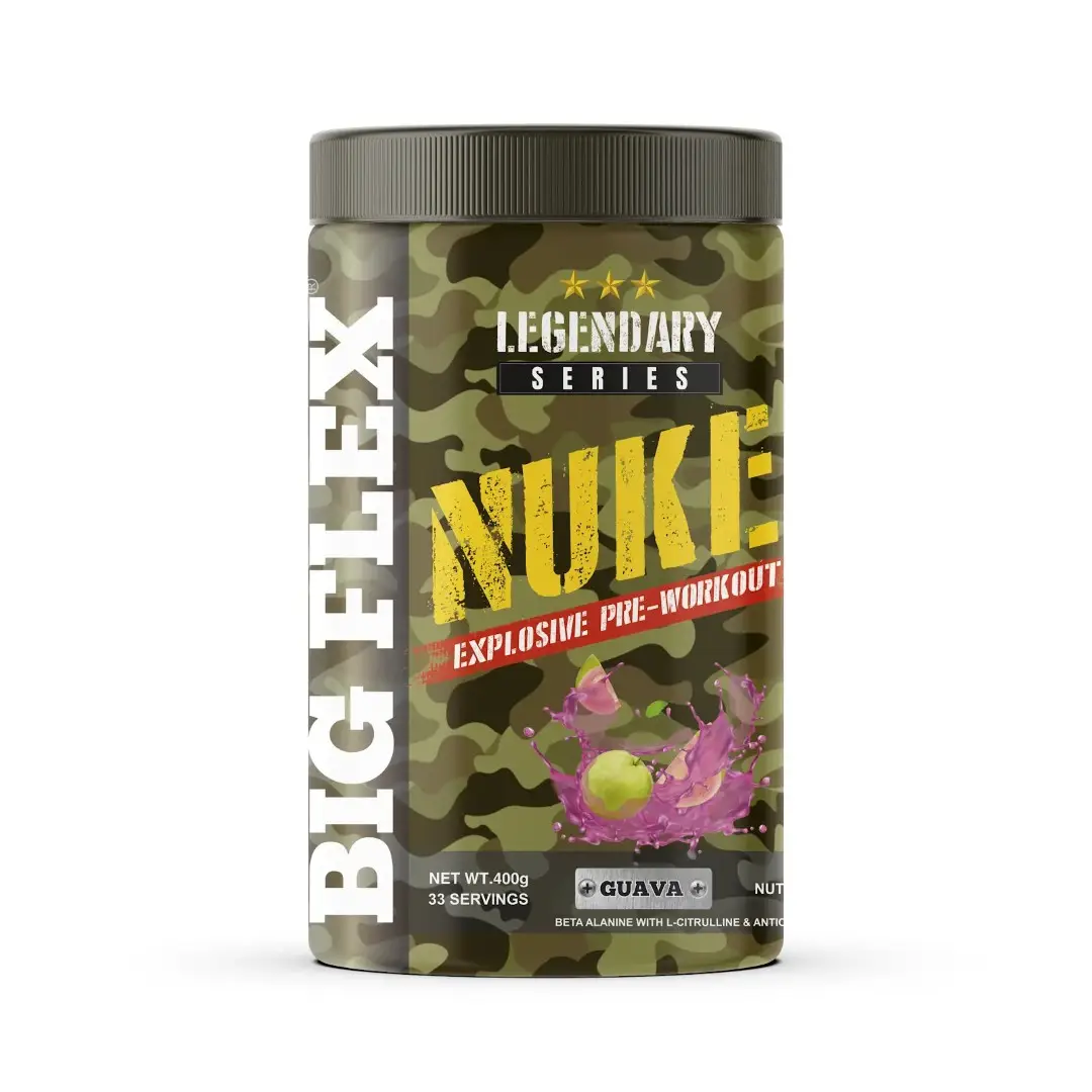 Bigflex Nuke Explosive Pre-Workout for Increased Strength and Focus - Guava,400 gm