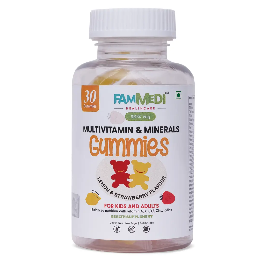 Fammedi - Multivitamin Gummies for Immunity, Energy, Clear Skin And Digestion - Lemon & Strawberry Flavour - Pack of 1 (30 Gummies)