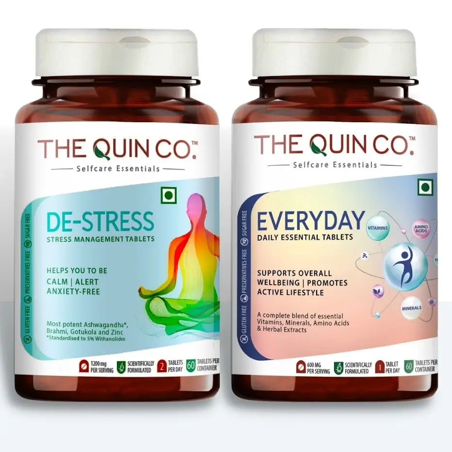 The Quin Co "Everyday & De Stress" - Combo pack of (120 Tablets)