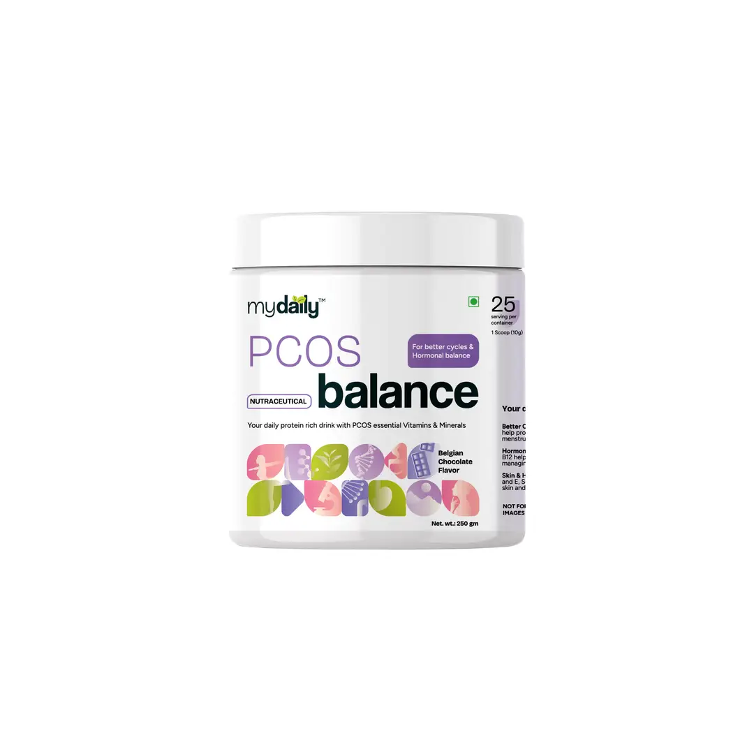 myDaily PCOS Balance with Vitamin B7-Biotin, Vitamin B9 for Better Menstrual Cycles - Belgian Chocolate (250 gm)
