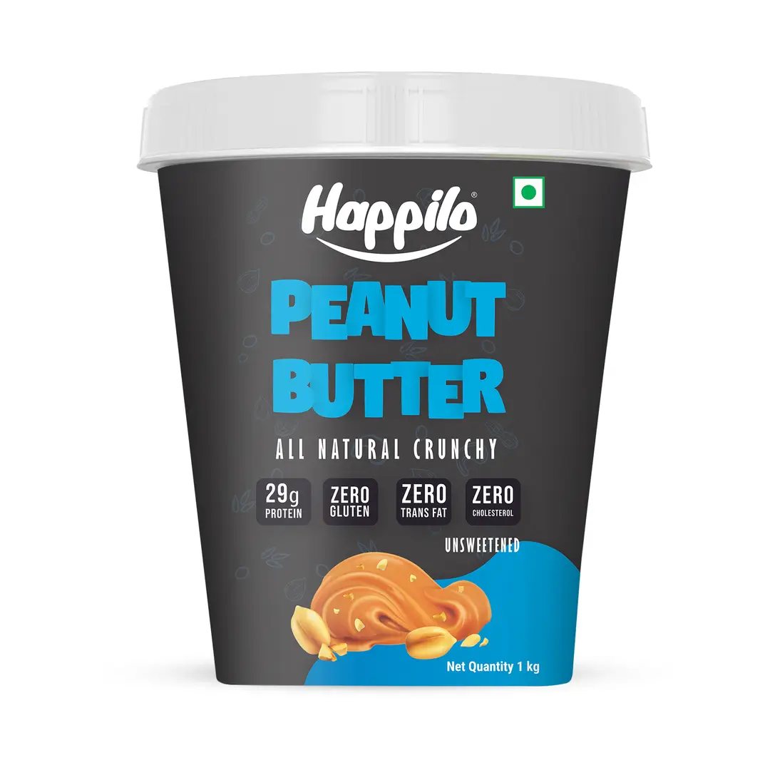 Happilo All Natural Unsweetened Peanut Butter for Weight Management - All Natural Crunchy,1000 gm