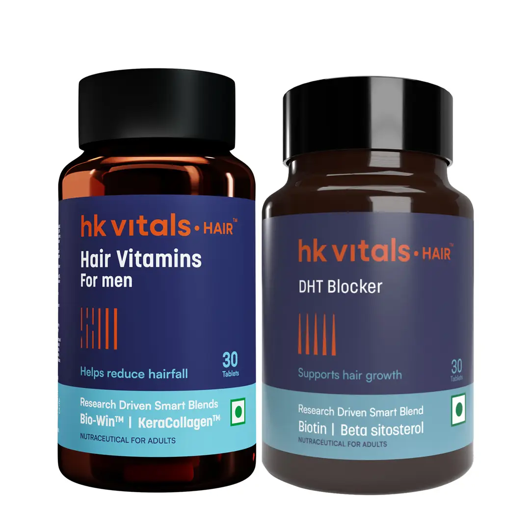 hk vitals Hair Multivitamin with DHT Blockers, Omega & Biotin, Supports Keratin Synthesis & Helps Reduce Hair Fall, 30 Multivitamin Capsules with DHT Blocker with Biotin, Helps Reduce Hair Fall, 30 No - (Combo Pack)