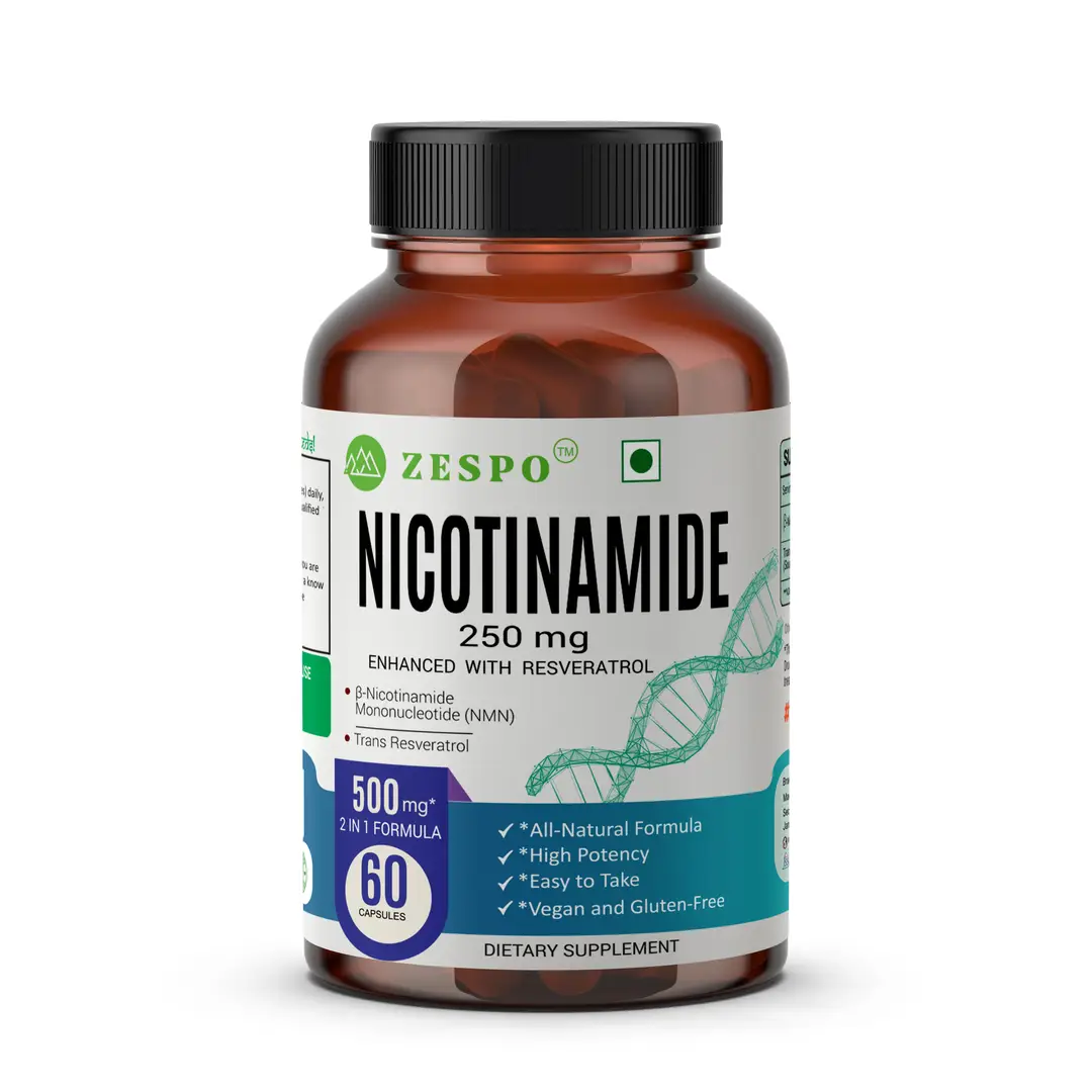 Zespo Nicotinamide with Resveratrol for EnergyBoost and Promote Healthy Aging - Pack of 1(60 Capsules)