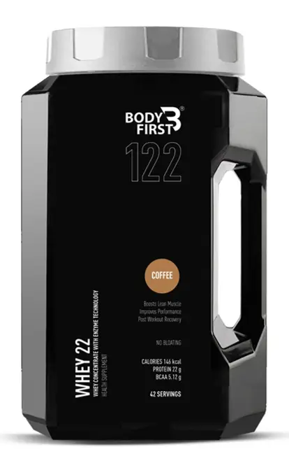 Bodyfirst Whey 22, 42 Servings - Boosts Lean Muscle,Improves Performance,Post workout Recovery - 2 Kg - Coffee