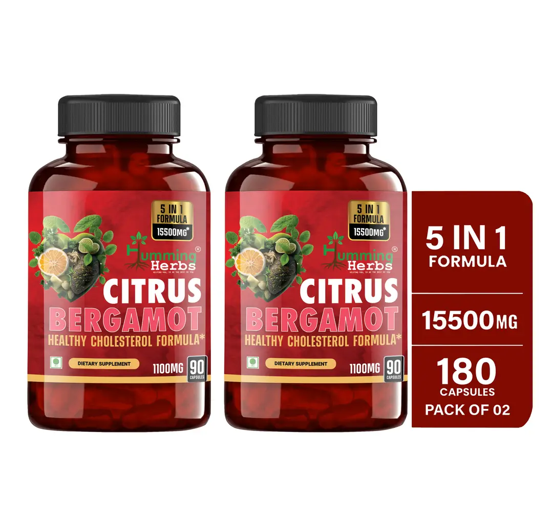 Humming Herbs Citrus Bergamot Supplement For Healthy Cholesterol Level - Pack of 2 (180 Capsules)