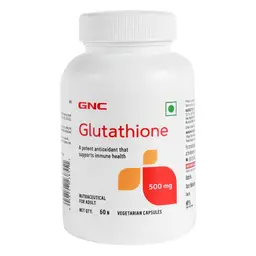 GNC Glutathione 500mg With Ascorbic acid | Clear & Radiant Complexion | Improves Skin Elasticity | Fades Dark Spots | Combats Ageing Signs | Formulated in USA | 500mg Per Serving | 60 Capsules icon