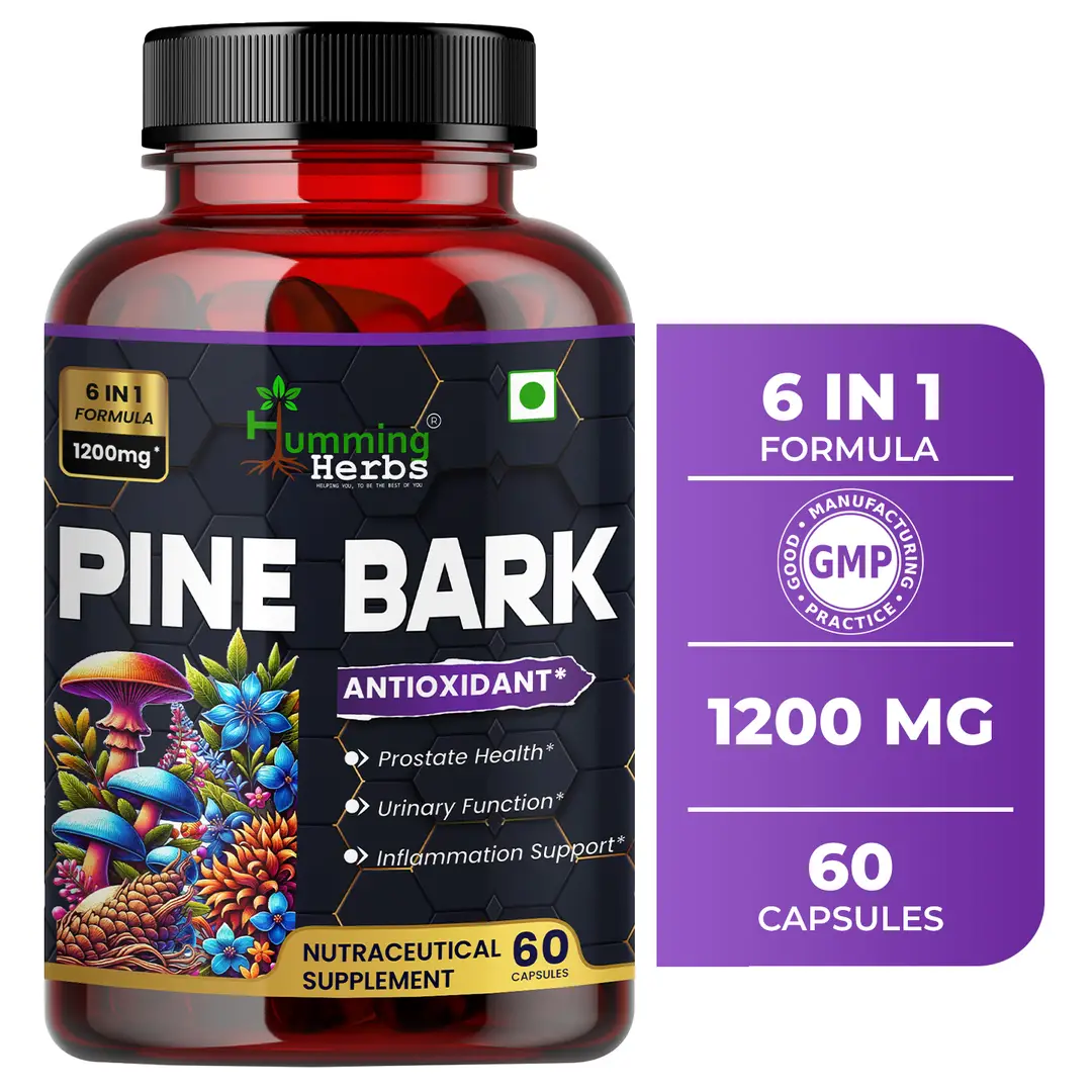 Humming Herbs Pine Bark for Prostate Health, Urinary Function and Inflammatory - Pack of 1 (60 Capsules)