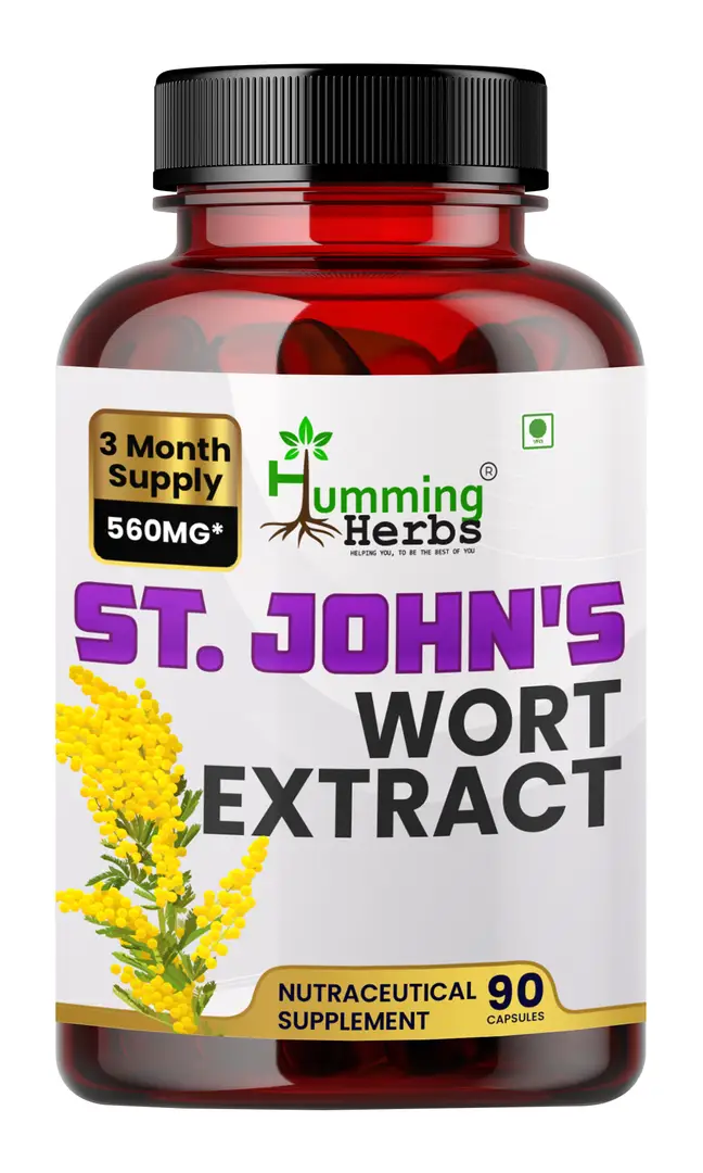 Humming Herb St. John's Wort Extract for Healthy Mood and Emotional Balance - Pack of 1 (90 Capsules)