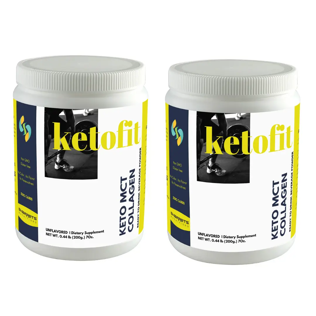 Sharrets Ketofit - Hydrolyzed Fish Collagen Peptides & Coconut Mct Oil Powder- 200g, Unflavored - Pack of 2 (400 gm)