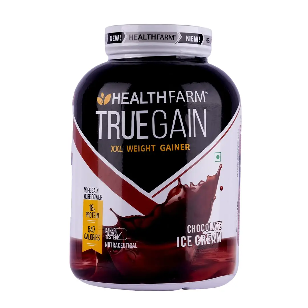 Healthfarm XXL True Gain Protein for Muscle Support and Muscle Mass Gain - Ice cream Chocolate,2 Kg