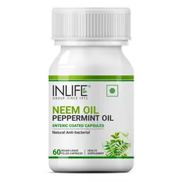 INLIFE - Neem Oil 350mg with Peppermint Oil 150mg for Digestive Health & Skin, Hair Care Supplement, Enteric Coated Capsules – 60 Liquid Filled Vegetarian Capsules icon