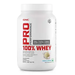 GNC Pro Performance 100% Whey Protein Powder | Boosts Strength & Endurance | Builds Lean Muscles | Fastens Muscle Recovery | Formulated In USA | 24g Protein | 5.5g BCAA icon